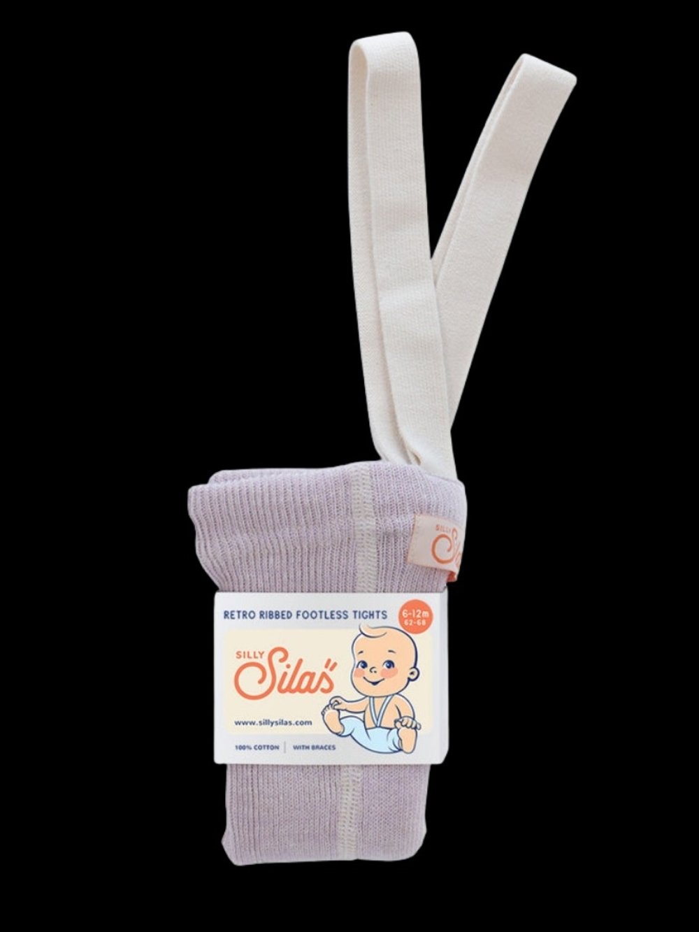 Silly Silas retro ribbed footless tights lavender 2-3y